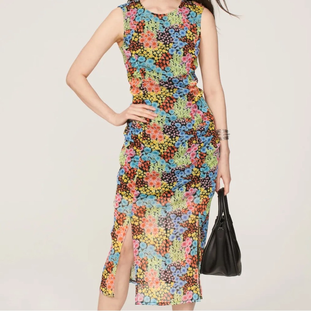 Saunders floral mesh midi Dress
